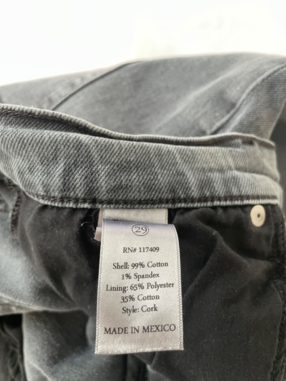 Frank & Eileen Cork Straight Leg Jeans, High Rise Crop Black Gray Denim, Size 29 - Picture 7 of 8